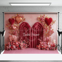 Lofaris Red Velvet Arch Floral Love Valentines Day Backdrop