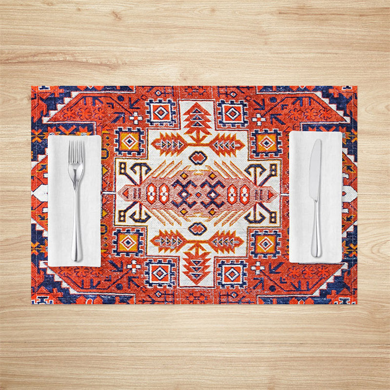 Lofaris Red Vintage Abstract Pattern Set Of 4 Placemats