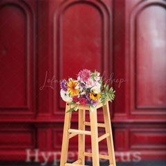 Lofaris Red Vintage Pattern Wall Backdrop For Photography