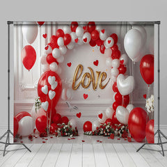 Lofaris Red White Balloons Valentines Day Room Set Backdrop