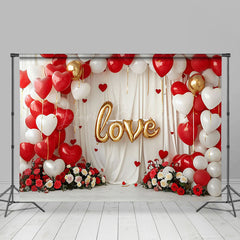 Lofaris Red White Balloons Valentines Day Room Set Backdrop