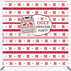 Lofaris Red White Christmas Ugly Sweater Pillow Case Backdrop