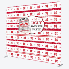 Lofaris Red White Christmas Ugly Sweater Pillow Case Backdrop