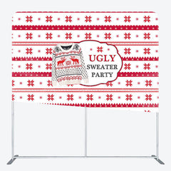 Lofaris Red White Christmas Ugly Sweater Pillow Case Backdrop