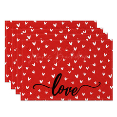 Lofaris Red White Hearts Valentines Day Set Of 4 Placemats