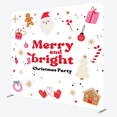 Lofaris Red White Merry Bright Xmas Tension Fabric Backdrop