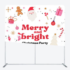 Lofaris Red White Merry Bright Xmas Tension Fabric Backdrop