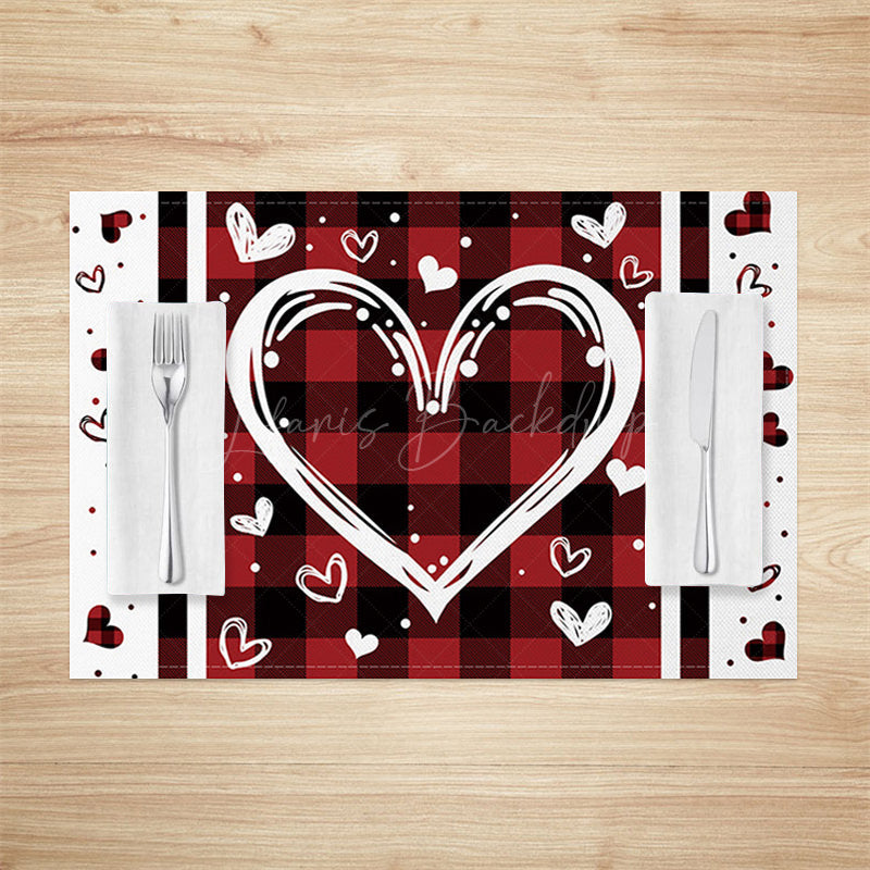 Lofaris Red White Plaid Valentines Day Set Of 4 Placemats