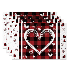 Lofaris Red White Plaid Valentines Day Set Of 4 Placemats