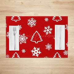 Lofaris Red White Snowflake Tree Christmas Set Of 4 Placemats