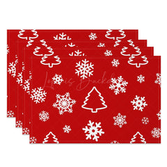 Lofaris Red White Snowflake Tree Christmas Set Of 4 Placemats