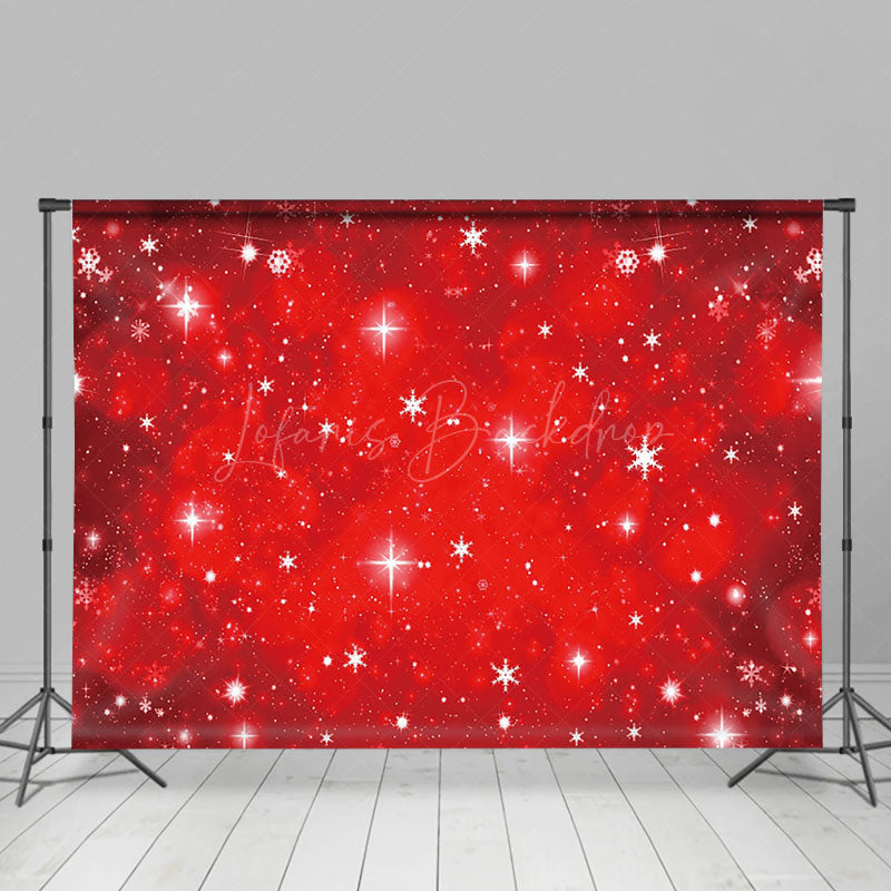 Lofaris Red White Winter Snowflake Sparke Christmas Backdrop