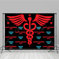 Lofaris Red Winged Wand Thank You Happy Nurses Day Backdrop