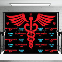 Lofaris Red Winged Wand Thank You Happy Nurses Day Backdrop