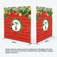 Lofaris Red Wooden Christmas Double-Sided Square Backdrop