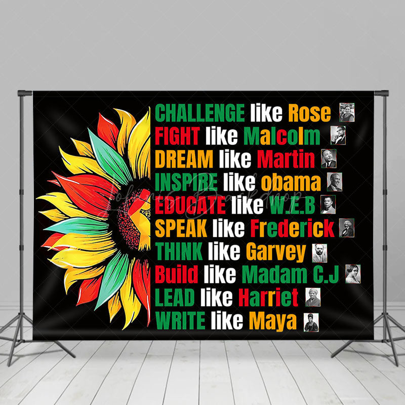 Lofaris Red Yellow Green Floral Black History Month Backdrop