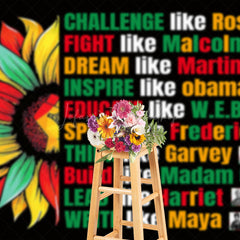 Lofaris Red Yellow Green Floral Black History Month Backdrop