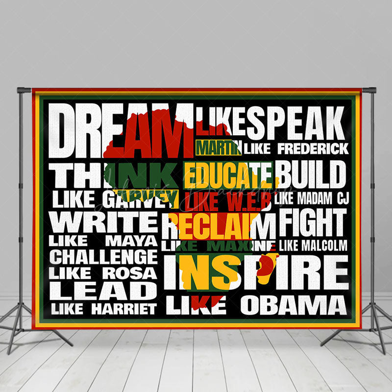 Lofaris Red Yellow Green Slogan Black History Month Backdrop