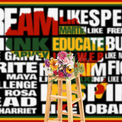 Lofaris Red Yellow Green Slogan Black History Month Backdrop