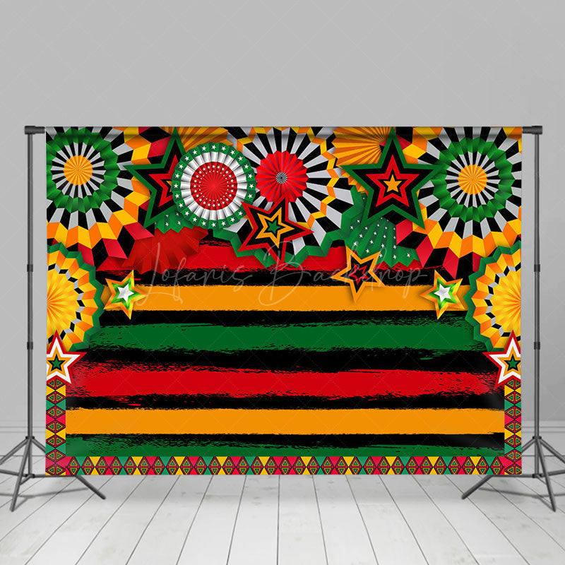 Lofaris Red Yellow Green Stars Black History Month Backdrop