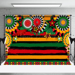 Lofaris Red Yellow Green Stars Black History Month Backdrop