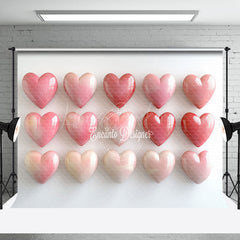 Lofaris Reflective Gradient Pink Valentines Hearts Backdrop