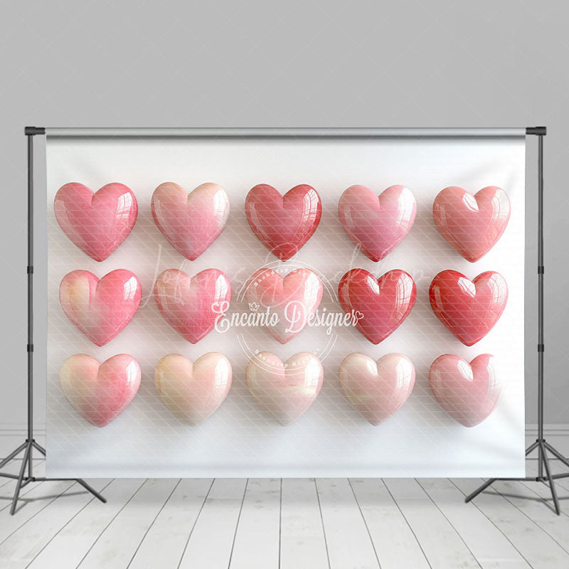 Lofaris Reflective Gradient Pink Valentines Hearts Backdrop