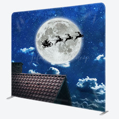 Lofaris Reindeer Sleigh Santa Moon Roof Pillow Case Backdrop