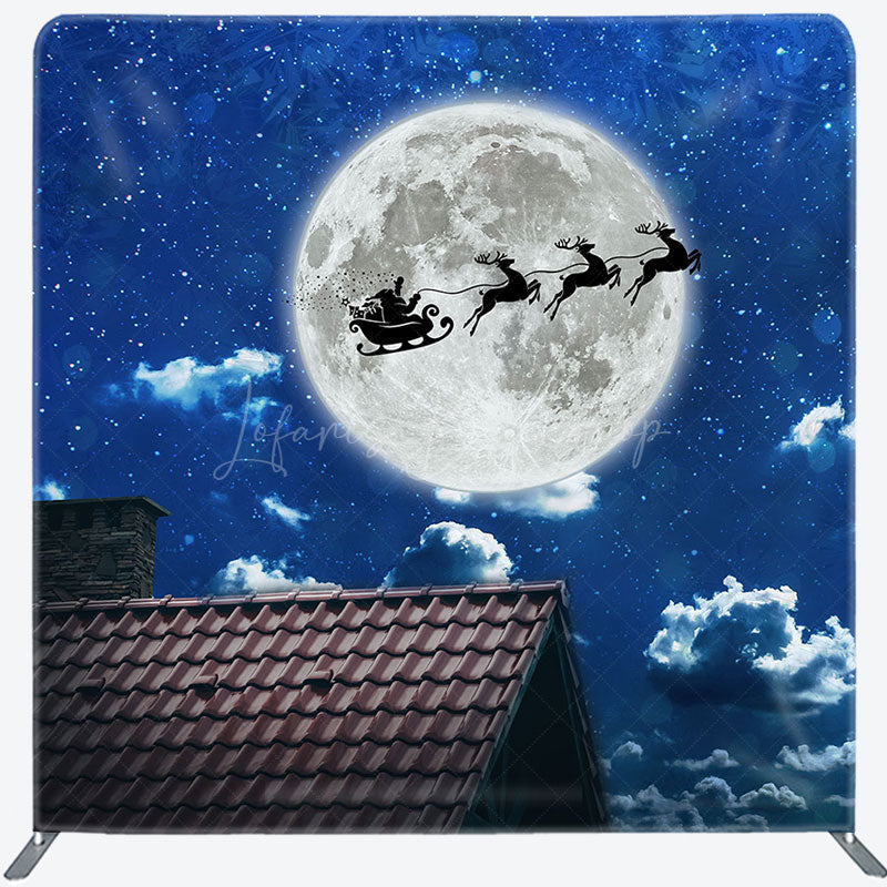 Lofaris Reindeer Sleigh Santa Moon Roof Pillow Case Backdrop