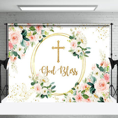 Lofaris Religious Blessing Cross Flowers Decorative Backdrop