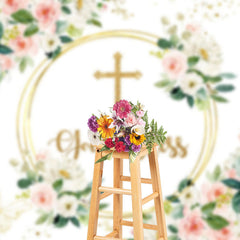 Lofaris Religious Blessing Cross Flowers Decorative Backdrop