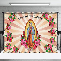 Lofaris Religious Floral Lady Of Guadalupe Worship Backdrop