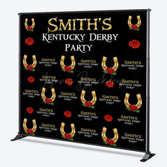 Lofaris Repeat Black Custom Name Kentucky Derby Party Backdrop