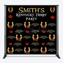 Lofaris Repeat Black Custom Name Kentucky Derby Party Backdrop