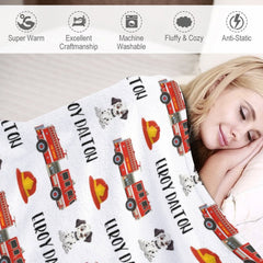 Lofaris Repeated Cute Dalmatian Red Fire Truck Baby Blanket