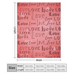 Lofaris Repeated Love Pink Heart Valentines Day Text Blanket