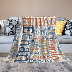 Lofaris Repeated Various Fonts Custom Family Name Blanket