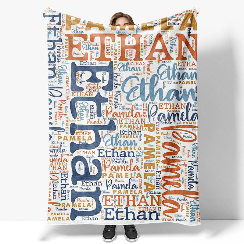 Lofaris Repeated Various Fonts Custom Family Name Blanket