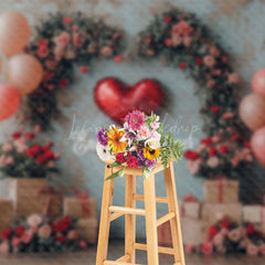 Lofaris Retro Arch Floral Balloon Valentines Day Backdrop