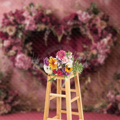 Lofaris Retro Artistic Pink Floral Love Romantic Backdrop