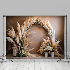 Lofaris Retro Beige Plume Boho Backdrop For Photography