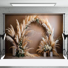 Lofaris Retro Beige Plume Boho Backdrop For Photography