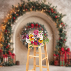 Lofaris Retro Beige Wall Wreath Gifts Christmas Backdrop