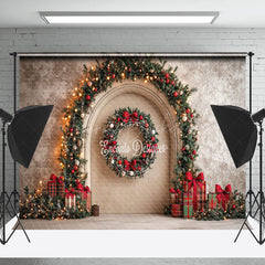 Lofaris Retro Beige Wall Wreath Gifts Christmas Backdrop