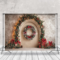 Lofaris Retro Beige Wall Wreath Gifts Christmas Backdrop