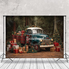 Lofaris Retro Blue Car Forest Trees Gifts Christmas Backdrop