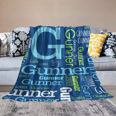 Lofaris Retro Blue Repeated Fonts Custom Family Name Blanket