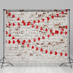 Lofaris Retro Bricks Wall Valentines Day Room Set Backdrop