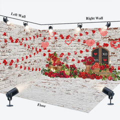 Lofaris Retro Bricks Wall Valentines Day Room Set Backdrop