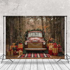 Lofaris Retro Brown Car Gifts Forest Tree Christmas Backdrop